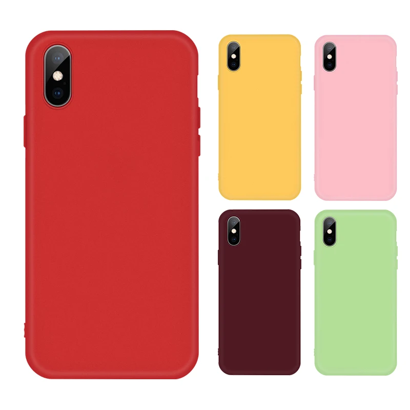 

Candy Color Matte Silicone Phone Case For iPhone XS MAX X XR Simple Solid Soft TPU Cases For iphone xsmax xr xs Back Cover Coque