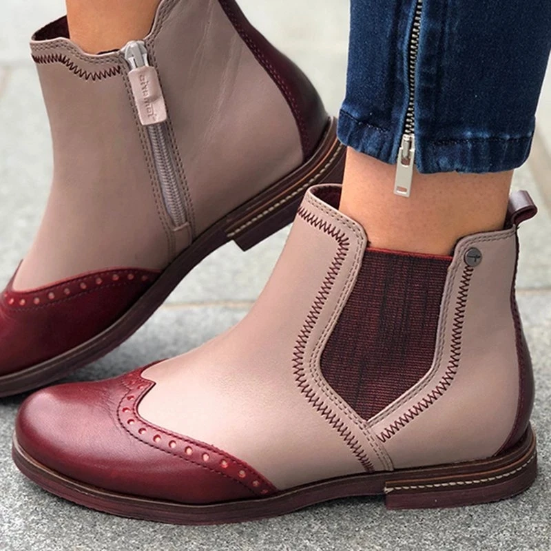 Модные женские ботинки сезон осень-зима из искусственной кожи с боковой молнией