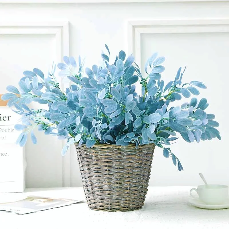 Artificial Green Plants Blue Jujube Leaves 49CmLength HomeDecoration Wedding Scene Vase Flower Arrangement Garden Landscaping | Дом и сад