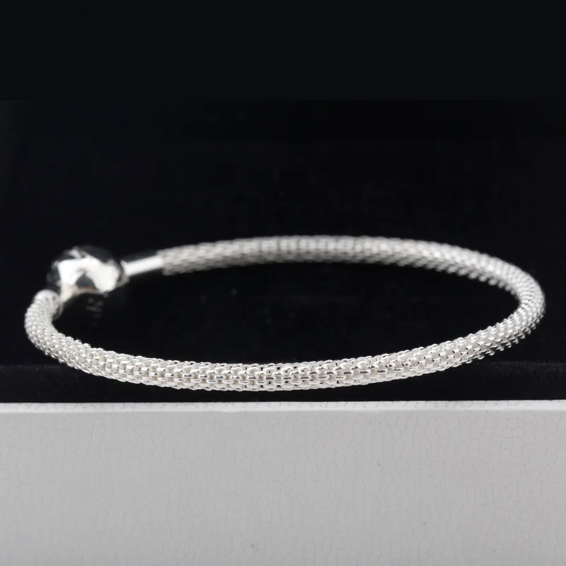 

2017 New Style Bracelet 925 Fine Silver Bracelet DIY Silver Weaving Beaded Bracelet Hollow out Bracelets