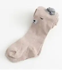 light pink bear Зимние махровые колготки для малышей; утолщенные чулки для маленьких девочек; хлопковые теплые колготки; плотные колготки с рисунком для новорожденных - Цвет: light pink bear