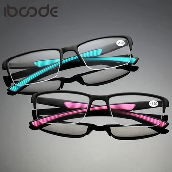 

iboode Half Frame Reading Glasses Presbyopic Eyewear Male Female Far Sight Hyperopia Eyeglasses Ultralight Unisex +1.0 To +4.0