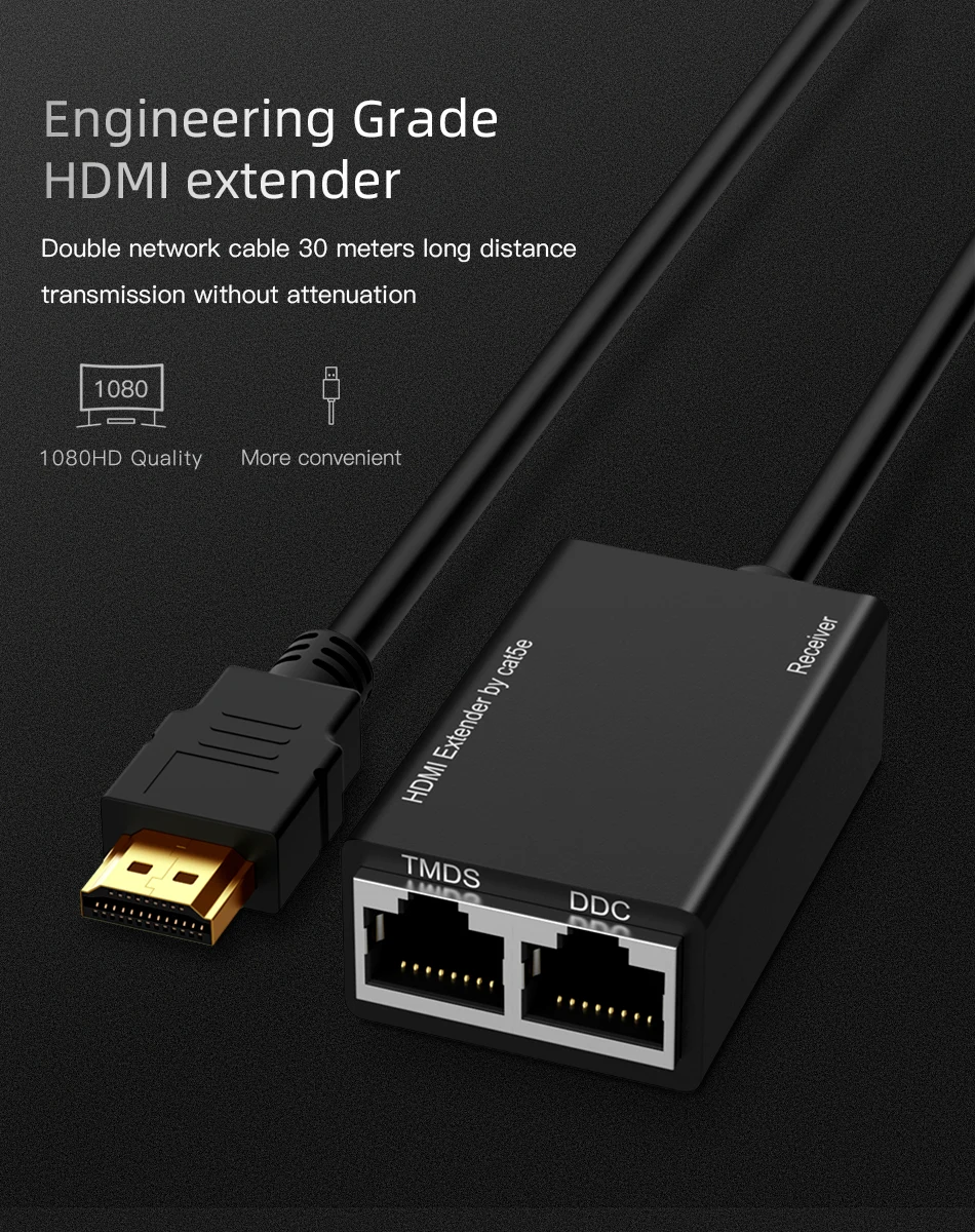 HDMI аудио кабель HDMI удлинитель по RJ45 CAT5e CAT6 UTP LAN Ethernet удлинитель повторитель 1080P 3D до 100 футов HDMI адаптер Кабо