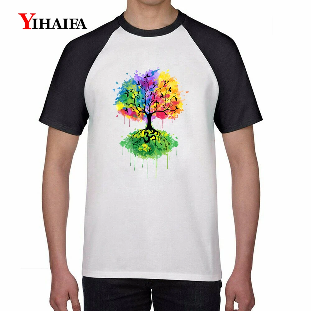 

Mens T Shirts 3D Colorful Melted Tree Graphic Tees Hip Hop Tee Short Sleeve White Tops Fashion Casual Unisex T-shirt