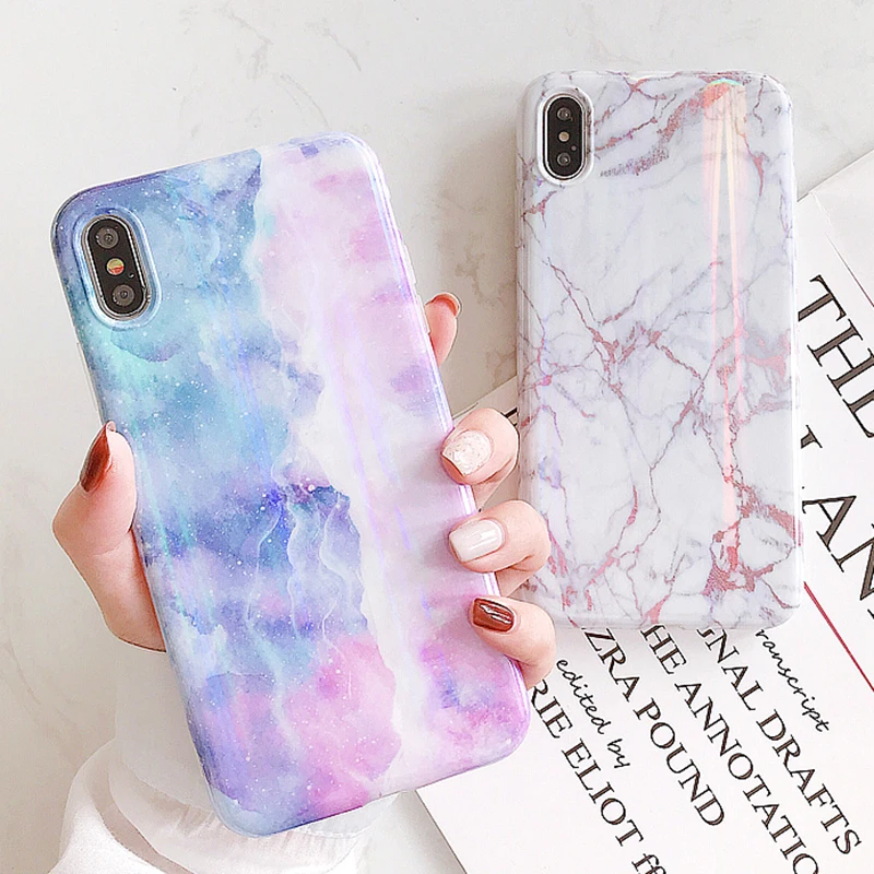 Чехол для iPhone 11Pro 11 X XS Max с лазерным мрамором, Мягкий ТПУ силиконовый градиентный цвет, задняя крышка, чехол s для iPhone 8, 7, 6, 6S Plus