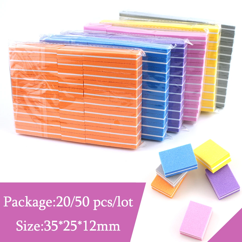 Мини-пилки для ногтей двусторонние блоки разноцветные губки полировочные