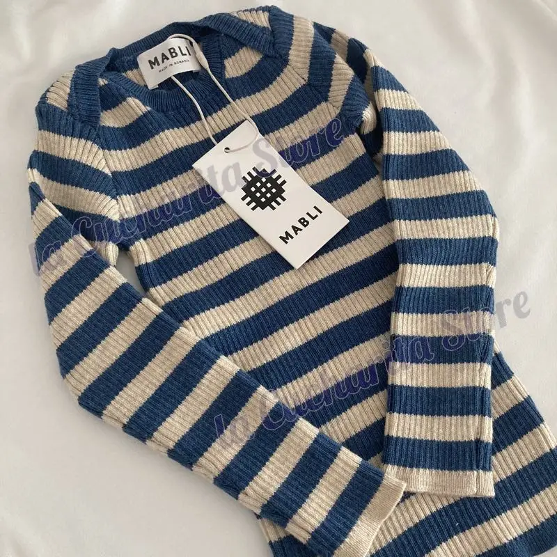 baby suit Autumn Winter Girls Boys Pajamas Set Striped Underwear Loungewear Long Sleeve Sweater Tight-fitting Kids Knitted Pajamas Set baby suit