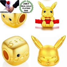 OMHXZJ CA314 Европейская мода прекрасный подарок на день рождения мультфильм браслет с духом DIY аксессуары 24 К золотой кулон Шарм