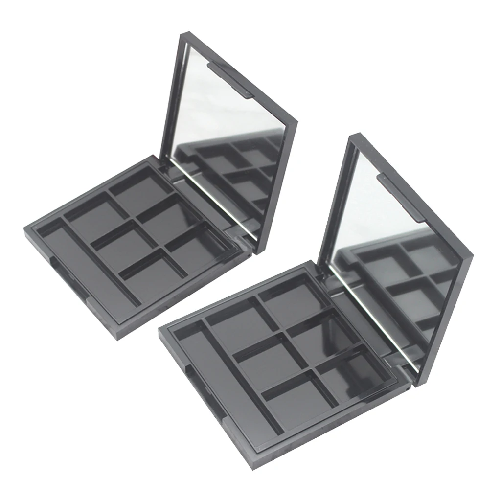 6 Grids Plastic Empty Eyeshadow Palette Travel Eye Shadow DIY Case Blusher Box Makeup Powder Container with Mirror