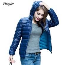 Fitaylor, женский ультра легкий пуховик, двухсторонняя Двусторонняя Куртка размера плюс 4XL, Женская пуховая куртка с сумкой для путешествий