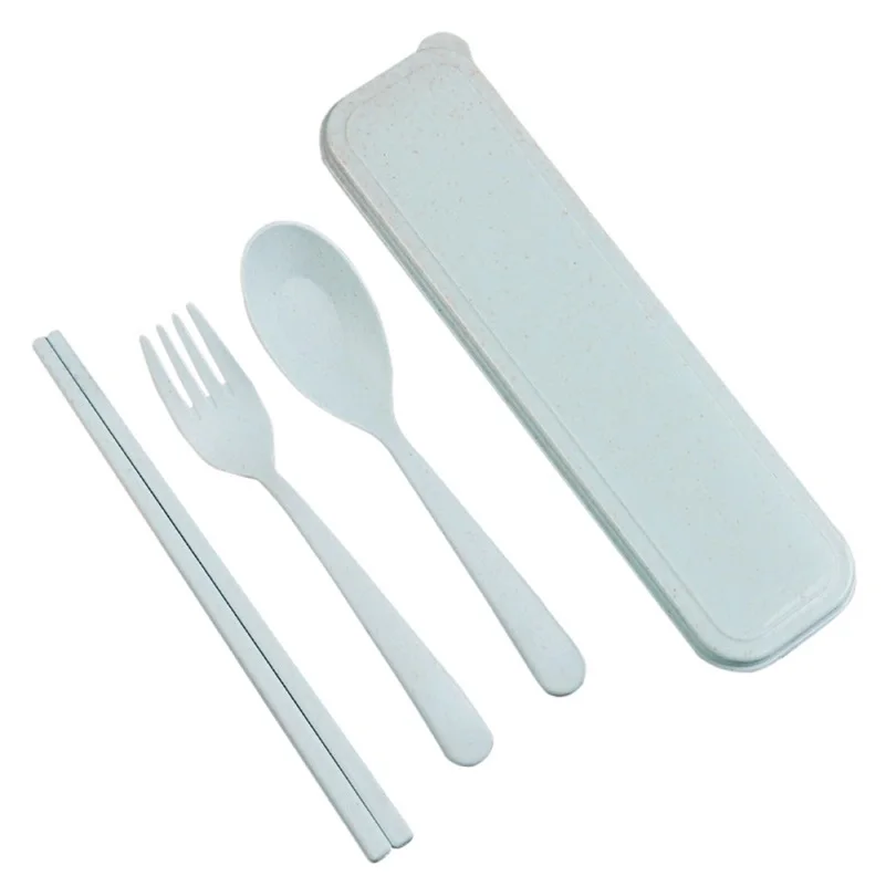 3Pcs Feeding Portable Eco-Friendly Cutlery Set Chopstick Spoon Fork Camping Picnic Sets