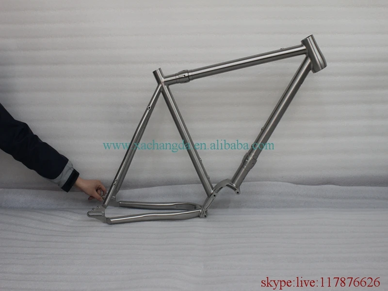 Excellent titanium road bicycle frame with taper head tube and liding dropouts BSA thread BB shell couple gearbox 0