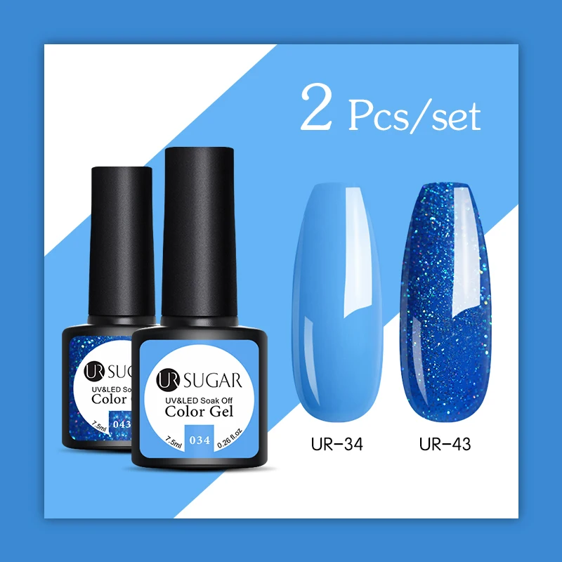 2pcs Ur Sugar набор для ногтей УФ-светодиодный гель по всей поверхности для маникюра Лак для ногтей 2/4/6 гель-лаков по Лаки для ухода за ногтями Маникюрный набор для ногтей искусство украшения - Цвет: 2pcs
