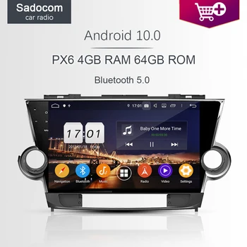 

10.1" DSP PX6 Android 10.0 4GB+64GB+8Core Car DVD Player Wifi car radio TDA7851 RADIO GPS map For Toyota Highlander 2009 - 2014