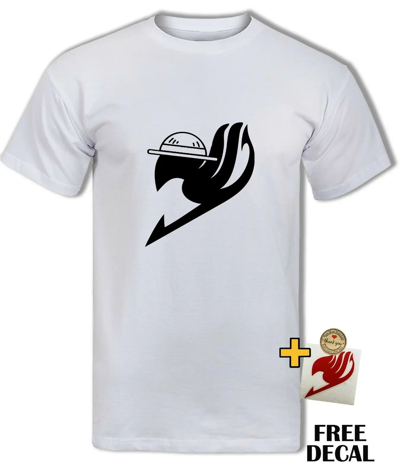 

Fairytail One Piece Logo T shirt Luffy Hat Natsu Funny Anime Parody Tee Top Mens T shirt Homme 2019 New