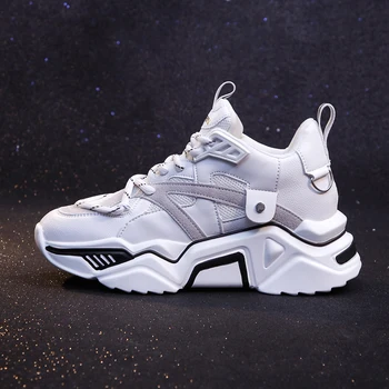 

Size 35-50 Nice Pop Cool Platform Shoes Woman Flat Heels Summer Women Leisure White Sneakers Mature Female Fashion Tenis Flats