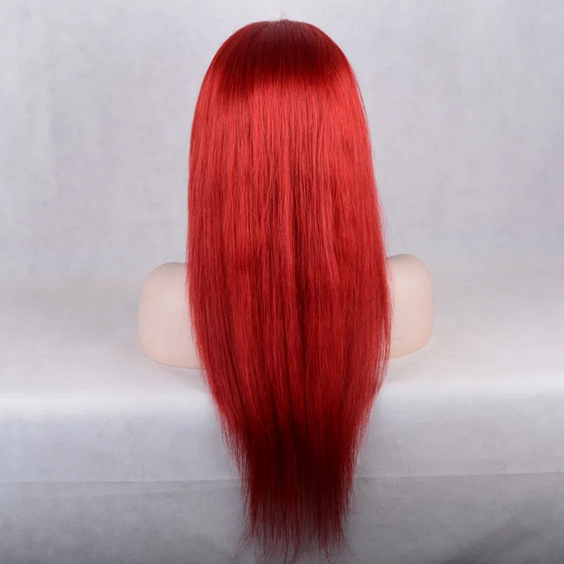 Suíças do Laço Frontal do Laço das Perucas da Parte Dianteira do Laço do Vermelho Escuro do Cabelo Real de 100% com Cabelo do Corpo 13*4 da Peruca Perucas Humano 2 Apliques e perucas