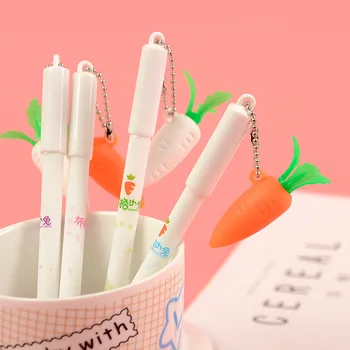 

36 pcs/lot Kawaii Carrot Pendant Gel Pen Cute 0.5mm black Ink Signature Pens Promotional Gift Office School Supplies