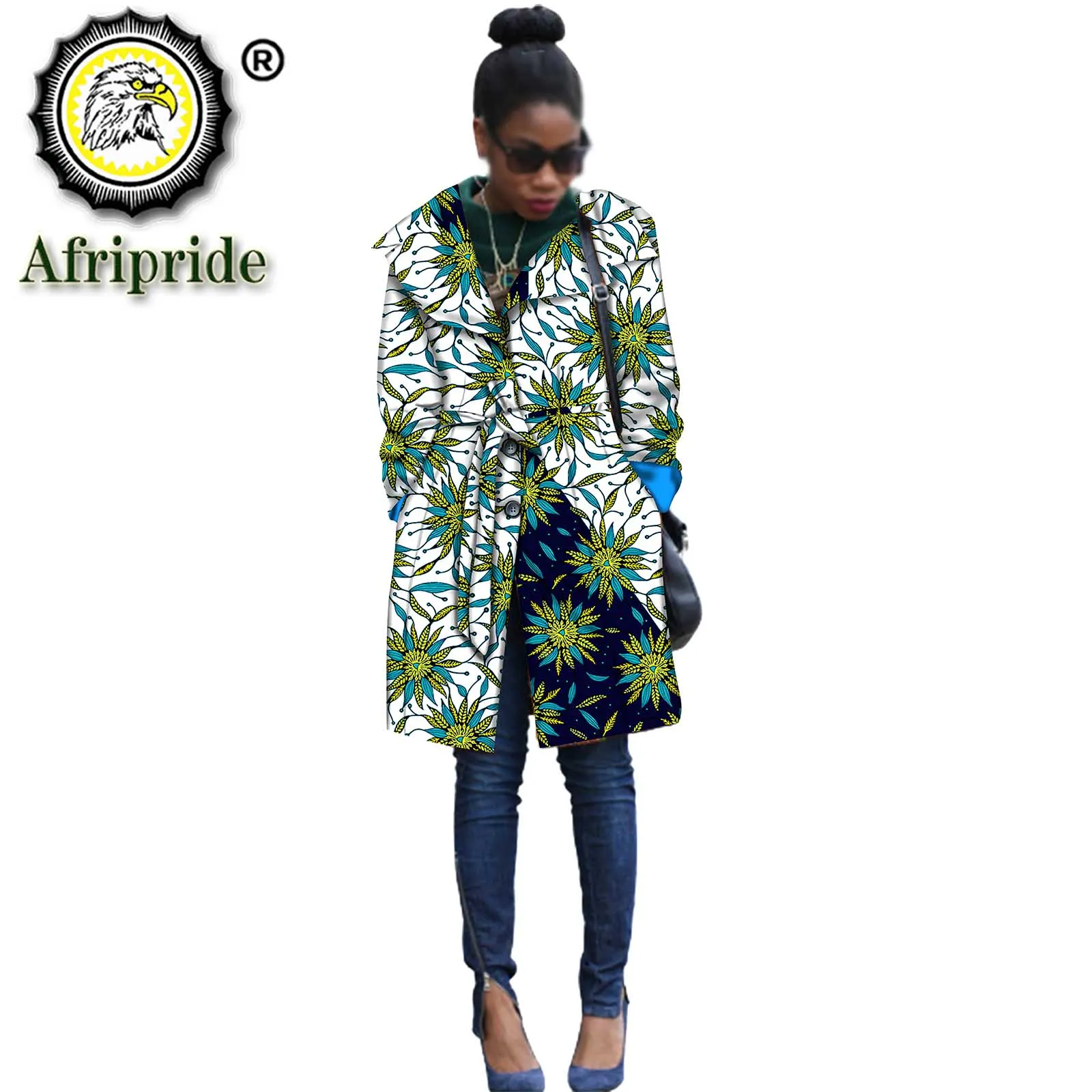 

African Coats for Women Bazin Riche Ankara Print Pure Cotton Trench Private Custom Wax Batik Single Breasted Slim Fit S1824015