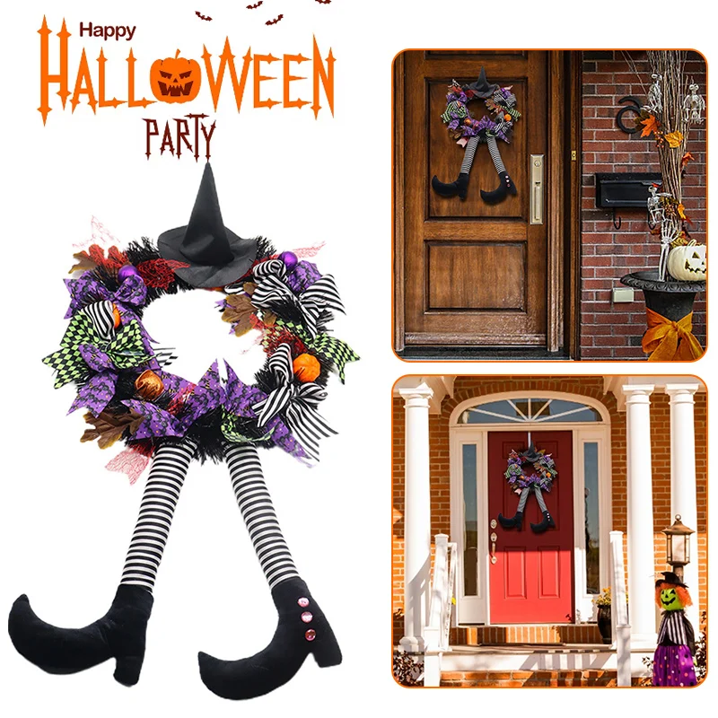Halloween Door Hanging Wreath Supplies Decoration Halloween Witch Hat