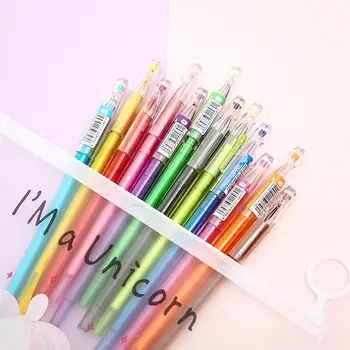

12pcs Gel Pen Set Korean Creative Cute School Supplies Gift Kawaii 12 Candy Colors Diamond Head Ink Pens Office Stationery