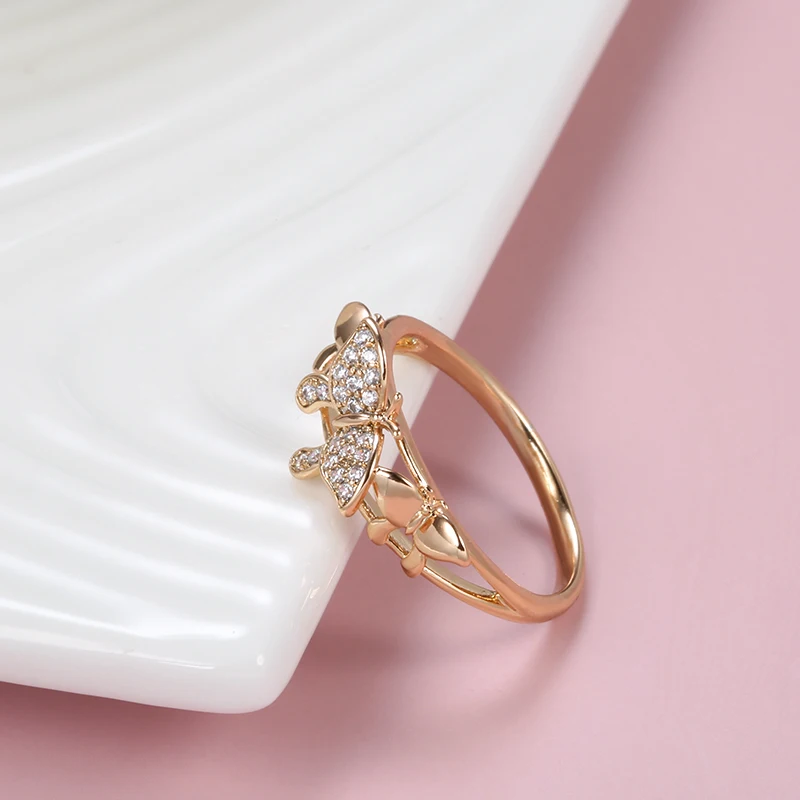 Kinel Hot 585 Rose Gold Color Butterfly Rings for Women