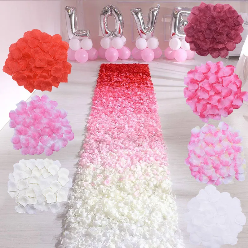 500/1000pcs 5*4.5CM Romantic Artificial Flowers Colored Silk Rose Petal Fake Rose Flower For Wedding Marriage Room Decor Supplie