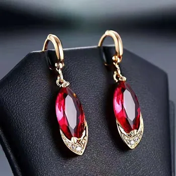

Korean version of retro earrings 925 sterling sil-ver earrings red crystal long temperament aristocratic earrings for women's