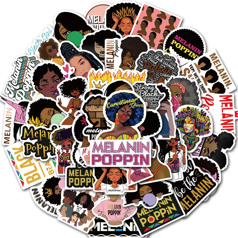 

50 Inspirational Black Girl Melanin Poppin Wall Sticker Sticker Motorcycle Suitcase Notebook Guitar PVC Waterproof Sticker