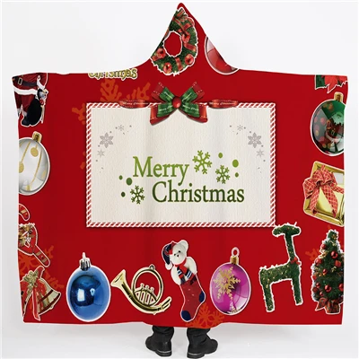 Рождественский подарок, одеяло с капюшоном для взрослых и детей, мягкое пушистое одеяло s для кроватей, зимнее Флисовое одеяло с капюшоном для путешествий Koc - Цвет: 14