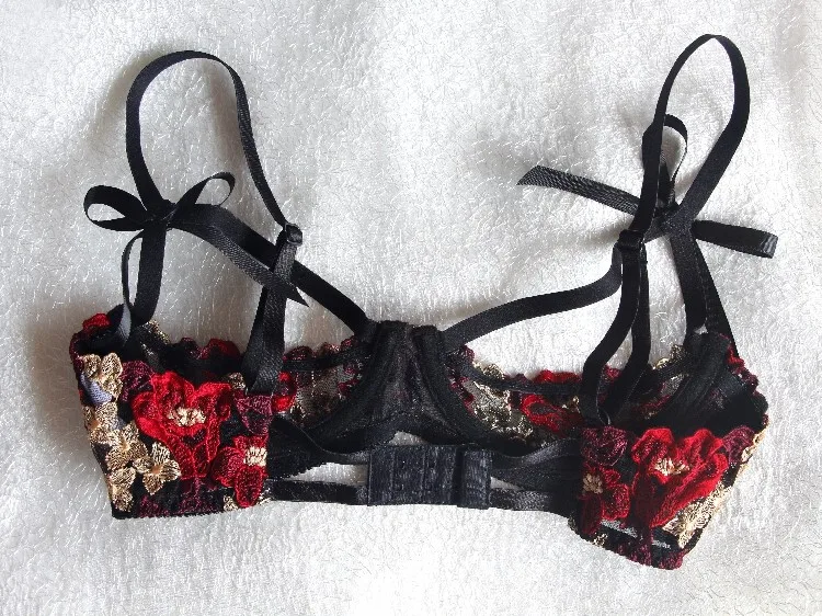 Sexy Japanese Lingerie Floral Transparent Thin Cup Open Bra Brief Set Ladies Temptation Sexy Eylash Lace Night Underwear