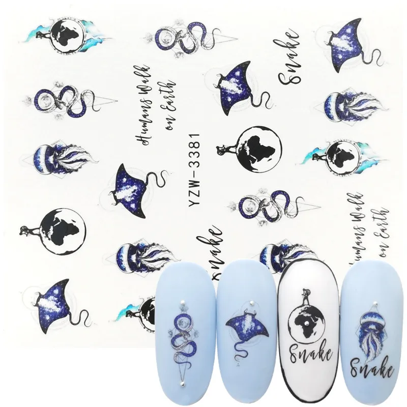 1 Sheet Nail Stickers Water Transfer Decal Devil Fish Sea Animal Designs Art Tattoo Slider Manicure Decoration | Красота и здоровье