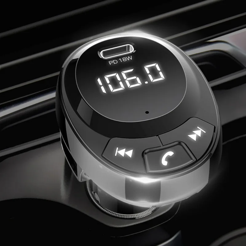 Автомобильный MP3-плеер для Bluetooth, большой экран, два порта usb type-C, быстрая зарядка, зарядное устройство, адаптер