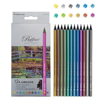

Marco Professional 6/12 Colors Metallic pencil Drawing Colored Pencils Artist Sketch Pencils Set School Art Supplies Stationery