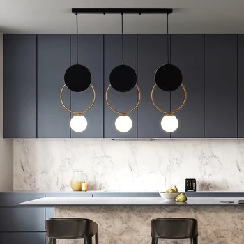 

Modern Simple LED Dining room Chandelier Nordic Restaurant Lighting creative Ring Bedroom Fixture Bar Glass ball Hanging lamp