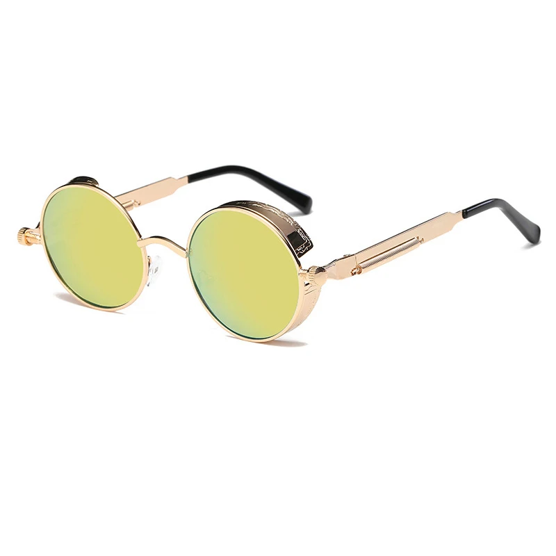 Металлические круглые стимпанк Солнцезащитные очки для мужчин и женщин, модные очки, фирменный дизайн, ретро оправа, Винтажные Солнцезащитные очки, высокое качество, UV400 - Цвет линз: 3