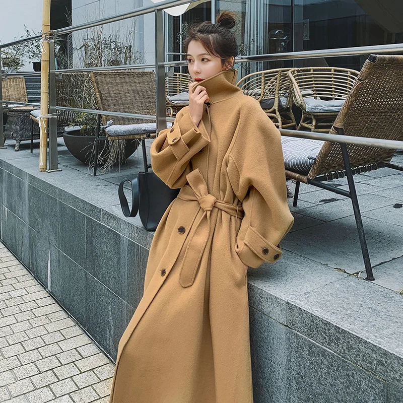 

Woolen Jacket Women's Mid-length 2019 Autumn And Winter Popular New Style Korean-style Loose-Fit over-the-Knee Students Thick Wo
