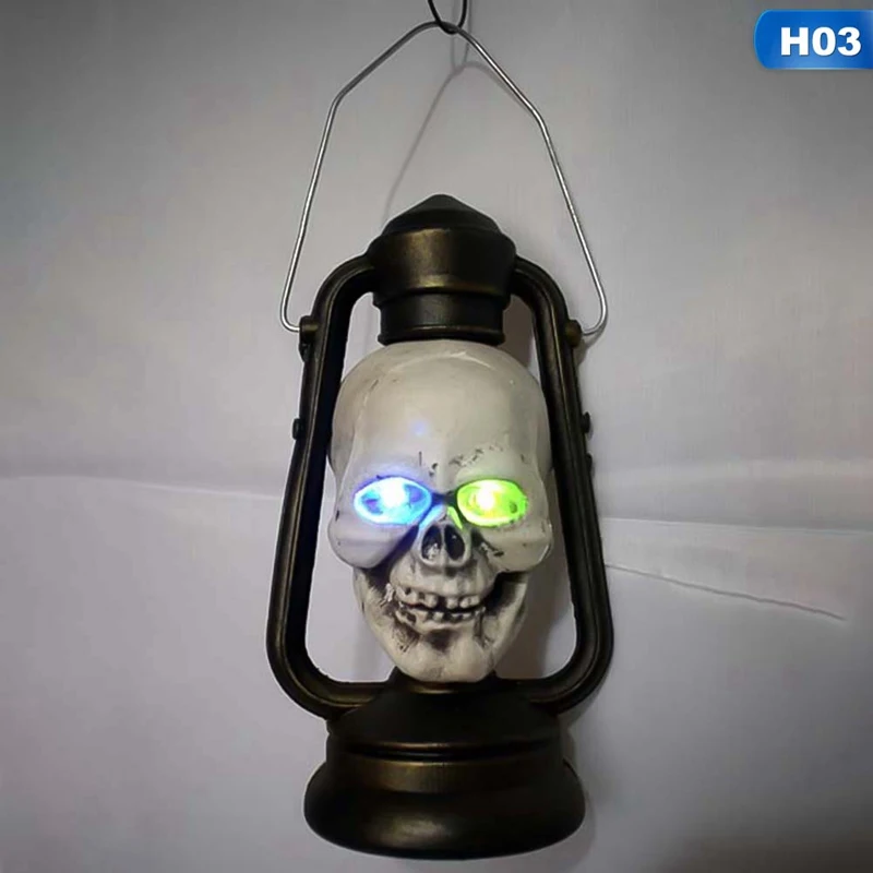 СВЕТОДИОДНЫЙ Красочный фонарь на Хэллоуин, портативный подвесной Ночной светильник подарок на Хеллоуин, Череп, бар, комната, украшение для побега - Испускаемый цвет: 3