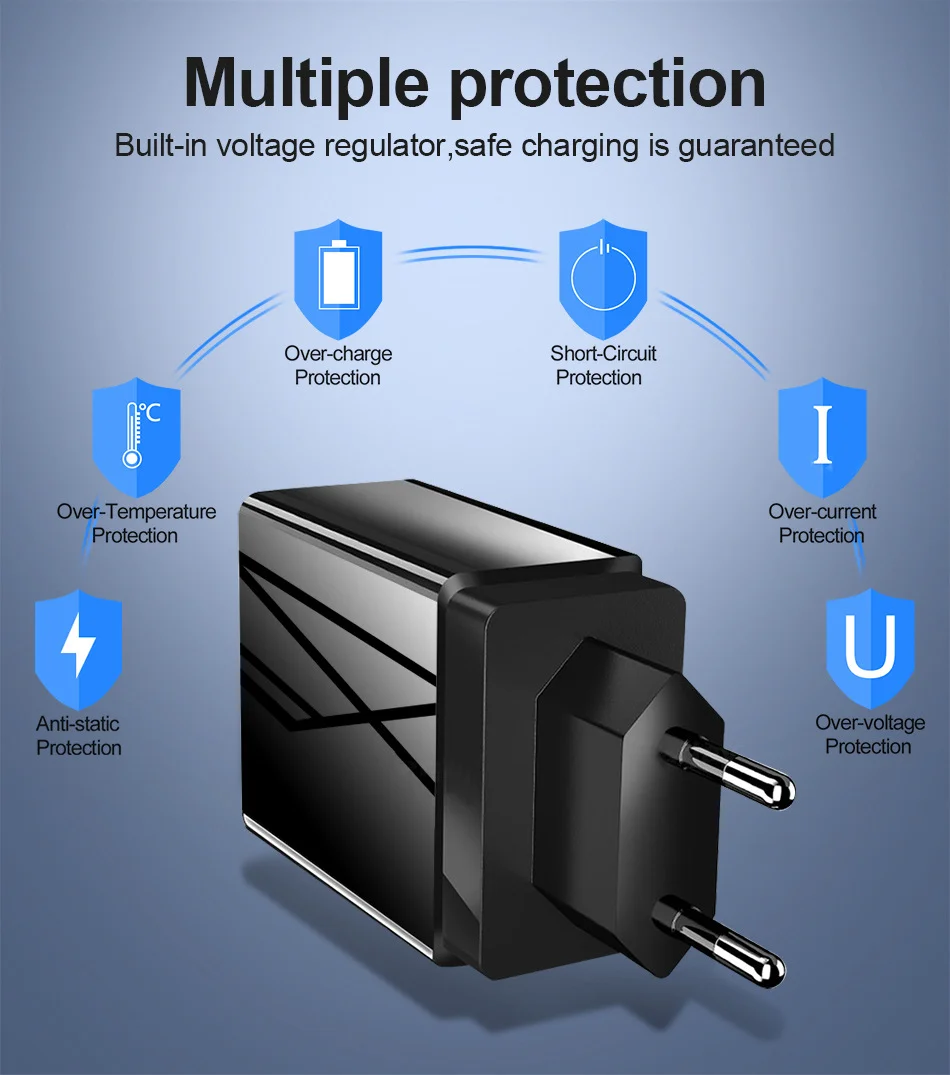 5V 3.1A быстрое зарядное устройство с цифровым дисплеем 3 USB интерфейс Быстрая зарядка зарядное устройство для iphone samsung xiaomi OPPO смартфон зарядное устройство
