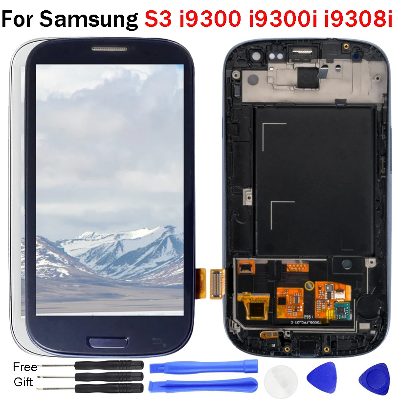 

I9300 LCD For Samsung Glalaxy S3 i9300 i9300i i9308i LCD Display Touch Screen Digitizer Assembly with Frame Free Tools S3 Screen