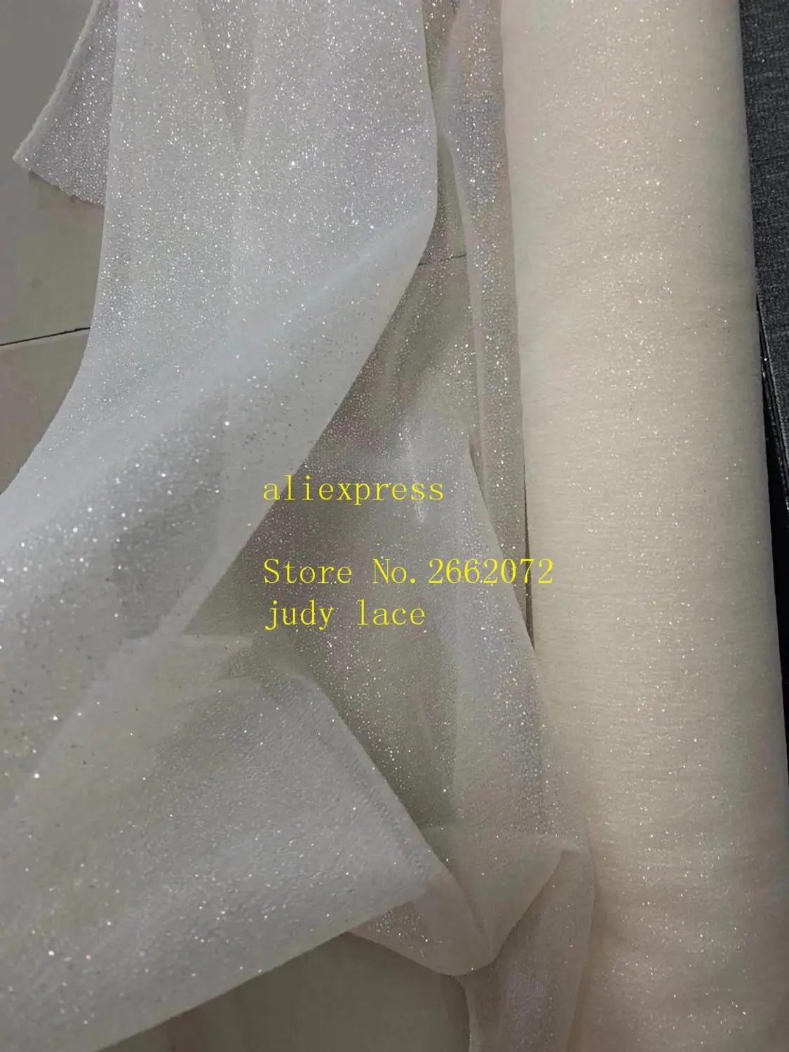 

10yards/bag Light apricot seersucker mesh glitter fabric for wedding dress design CH118#