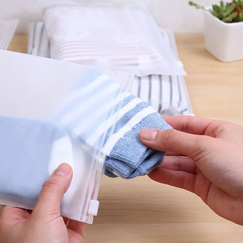 20pcs/pack Matte Clear Plastic Storage Bag Travel Bags Zip Lock Valve Slide Seal Packing Pouch Bags LBShipping 2