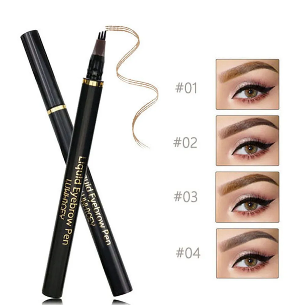 

4 Color Microblading Eyebrow Pencil Waterproof Fork Tip Tattoo Pen Tinted Fine Sketch Eye Brow Pencils Long Lasting Eyebrows
