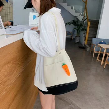 

Fashion Women Simple Portable Shopping Bag High Quality Solid Color Canvas Large Capacity Handbag Travel Bag Drop ship