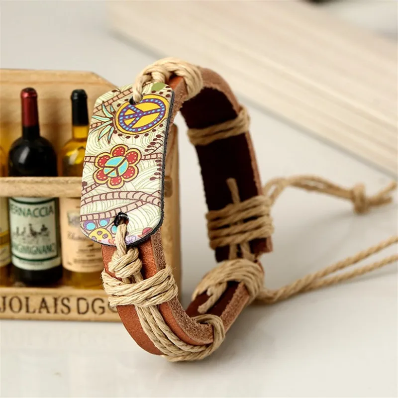 2018 модные браслеты для женщин хиппи ретро кожаный регулируемый браслет ручной