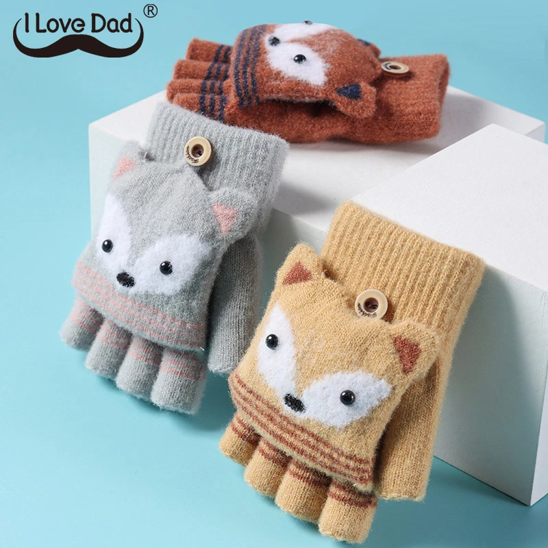 mini Ontoegankelijk Herziening Cartoon Vos Baby Handschoenen Herfst Winter Kids Meisje Jongen Vingerloze  Handschoenen Warme Gebreide Dikke Kinderen Wanten Half Vinger Handschoenen| Handschoenen & Boxhandschoenen| - AliExpress