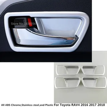 

For Toyota RAV4 2016 2017 2018 ABS Chrome Car body Door inner built Handle Bowl Cup Cover Trim Insert Cover Sticker frame lamp