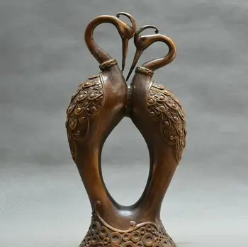 

Collect Chinese fengshui old Bronze red-crowned crane Centennial Good fit statue