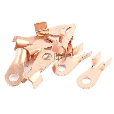 

10Pcs 50A Open Copper Battery Crimp Terminal Wire Lugs 6.7mm Ring for 1/4" Stud