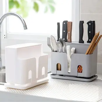 

Kitchen Utensil Holder Plastic Knife Stand Organizer Multifunctional Storage Box